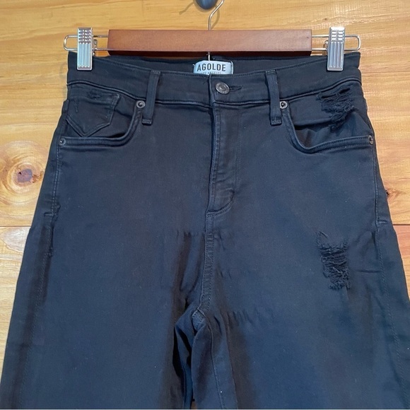 Agolde Sophie Black High Rise Distressed Skinny Jeans 26 - Picture 4 of 11